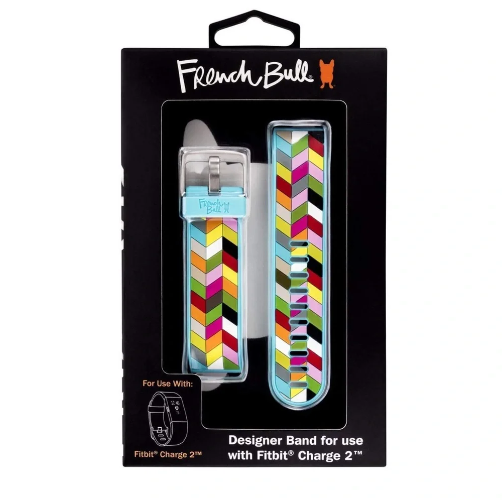 French Bull Silicone Band Fitbit Charge 2 Rainbow Blue Ziggy